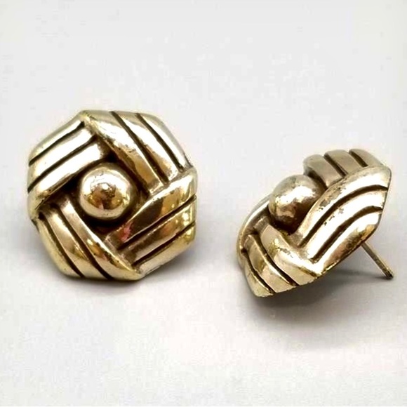 BRIGHTON Sonoran Knot Button Style Pierced Earrings Silver Plated - Picture 8 of 10